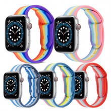 Ремешок силиконовый Apple Watch 42mm Rainbow (Размер S/L)