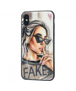 Чехол iPhone X – Lady Fake Fashion Mix