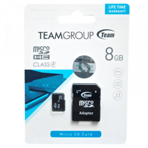 Карта памяти Micro SD 8GB (Class 4) + Adapter – Team
