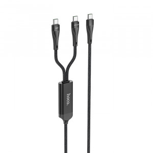 USB кабель Hoco U102 1,2m 5A 100W Type-C на Type-C+Type-C черный
