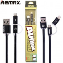 USB кабель Remax Aurora RC-020t 2in1 lightning-micro 1m чорний