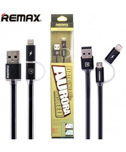 USB кабель Remax Aurora RC-020t 2in1 lightning-micro 1m чорний