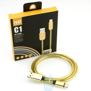 USB кабель C1 Fast 2.4A Type-C 1m золотистий