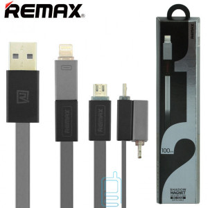 USB кабель Remax RC-026t 2in1 lightning-micro 1m сірий