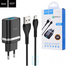 Сетевое зарядное устройство Hoco C12Q Smart QC3.0 1USB 3A micro-USB black