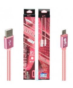 USB кабель King Fire MS-012 micro USB 1m рожевий