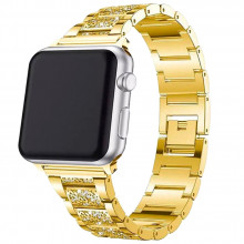Ремешок металлический Apple Watch 42mm – 1 Bead Metal Line со Стразами (золотой)