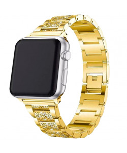 Ремешок металлический Apple Watch 42mm – 1 Bead Metal Line со Стразами (золотой)