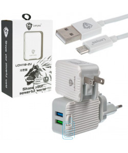 Мережевий зарядний пристрій Lenyes LCH118-2U 2USB 2.1A micro-USB white