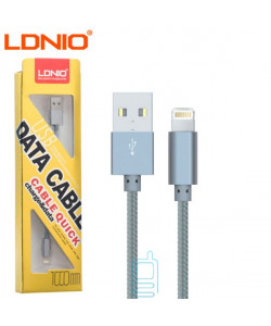 USB кабель LDNIO LS08 lightning 1m сірий