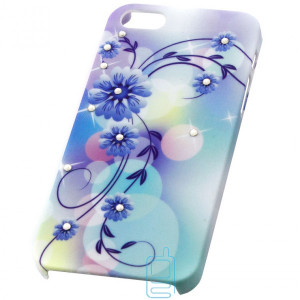 Чехол пластиковый Protective Apple iPhone 5 blue flowers