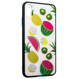 Чехол накладка Glass Case Apple iPhone XS Max Fruits