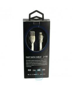 USB кабель J-10 Fast Charge 2.4A Apple Lightning 1m белый