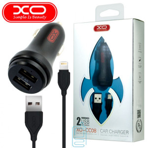 Автомобільний зарядний пристрій XO CC08 2USB 2.4A lightning black