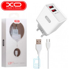 Мережевий зарядний пристрій XO L31 2USB 2.4A micro-USB white