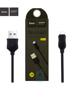 USB кабель Hoco X6 "Khaki" micro USB 1m чорний
