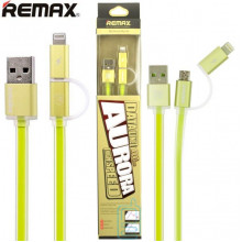 USB кабель Remax Aurora RC-020t 2in1 lightning-micro 1m зелений