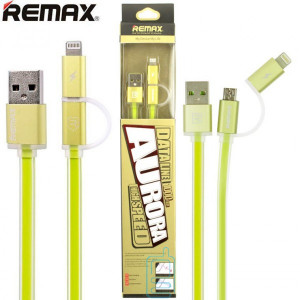 USB кабель Remax Aurora RC-020t 2in1 lightning-micro 1m зелений