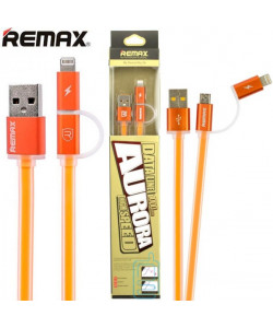 USB кабель Remax Aurora RC-020t 2in1 lightning-micro 1m помаранчевий