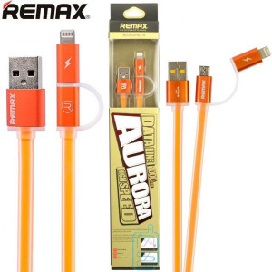 USB кабель Remax Aurora RC-020t 2in1 lightning-micro 1m помаранчевий