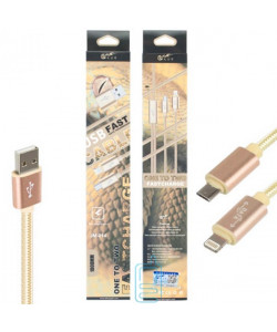 USB кабель King Fire JM-014 2in1 micro USB, Apple Lightning 1m золотистий