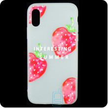 Чехол силиконовый Summer Apple iPhone X, XS Strawberry