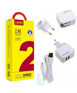Сетевое зарядное устройство LDNIO A2203 2USB 2.4A Lightning white
