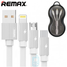 USB кабель Remax RC-094th Kerolla 3in1 lightning, micro USB, Type-C белый