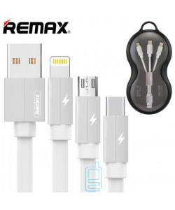 USB кабель Remax RC-094th Kerolla 3in1 lightning, micro USB, Type-C белый