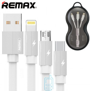 USB кабель Remax RC-094th Kerolla 3in1 lightning, micro USB, Type-C білий