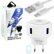 Сетевое зарядное устройство Lenyes LCH069-2U 2USB 2.4A micro-USB white