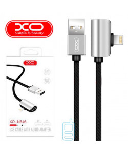 USB кабель XO NB46 2in1 Apple Lightning + Apple Earphone cable 1m сріблястий