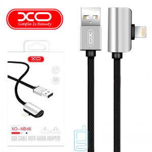 USB кабель XO NB46 2in1 Apple Lightning + Apple Earphone cable 1m серебристый