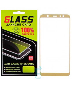 Захисне скло Full Screen Samsung A6 Plus 2018 A605 gold Glass