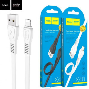 USB кабель Hoco X40 ″Noah” Apple Lightning 1m белый