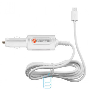 Автомобильное зарядное устройство GPS Griffin 1.5м 2.1A micro-USB тех.пакет white
