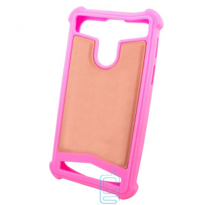 Универсальный чехол-накладка силикон-кожа 4.5-5.0″ розовый