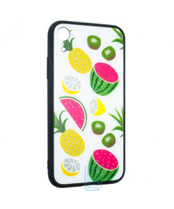 Чехол накладка Glass Case Apple iPhone XR Fruits
