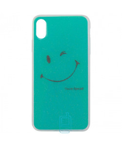 Чохол силіконовий Glue Case Smile shine iPhone XS Max бірюзовий