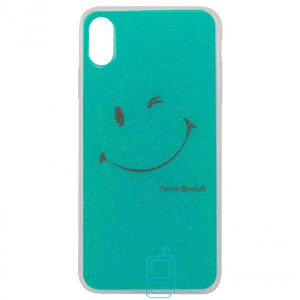 Чохол силіконовий Glue Case Smile shine iPhone XS Max бірюзовий