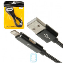 USB Кабель перехідник XG W616 Lightning + audio-Lightning тех.пакет чорний