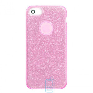 Чехол силиконовый Shine Apple iPhone 5, 5S розовый