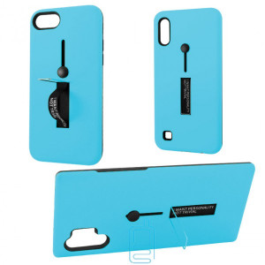 Чехол противоударный Metal Kickstand Soft Touch с держателем Samsung S9 G960 голубой
