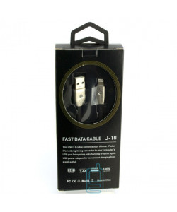 USB кабель J-10 Fast Charge 2.4A Apple Lightning 1m черный