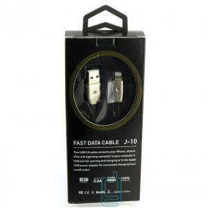 USB кабель J-10 Fast Charge 2.4A Apple Lightning 1m чорний