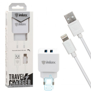 Мережевий зарядний пристрій INKAX CD-01 2USB 2.1A Lightning white