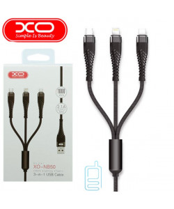 USB кабель XO NB50 3in1 Apple Lightning, micro USB, Type-C 1m чорний