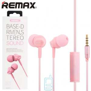 Навушники з мікрофоном Remax RM-501 рожеві