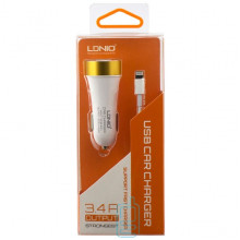 Автомобільний зарядний пристрій LDNIO DL-C30 2USB 3.4A Lightning white