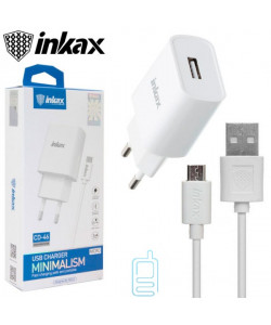 Мережевий зарядний пристрій inkax CD-46 1USB 2.4A micro-USB white